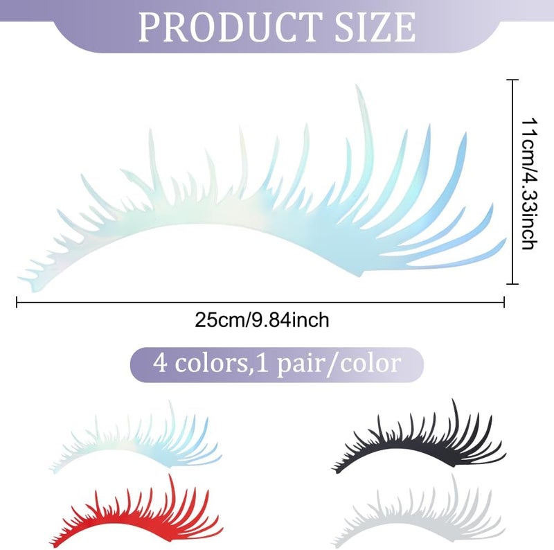 beinkmake 4 Pairs Car Eyelashes for Headlight Reflective Colors Headlight Lamp Stickers for Vehicles Auto Body Car Scooter Motorcycle Decoration - Image 2